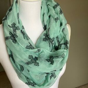 Infinity Scarf, Teal with Black Crosses